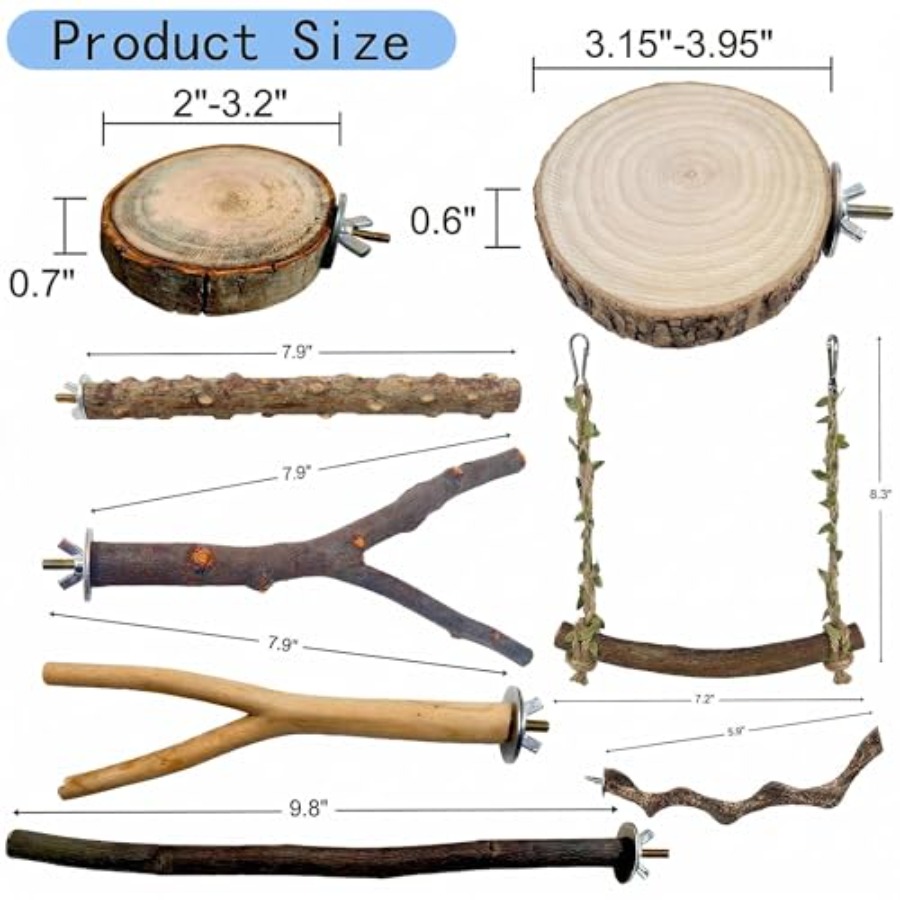 8PCS natural wood bird perches - Health & Wellness Juice & Smoothie Bar recension och pris
